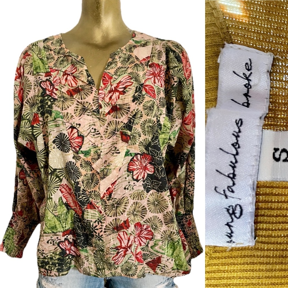 CHUFY My Aussie Days DESERT Flower Print Pleated BOHEMIAN Blouse Peasant TOP S/M - Picture 7 of 16